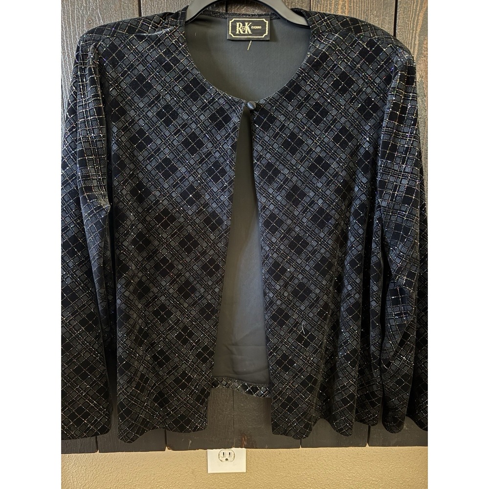R&K Cardigan Vintage Evening Wear Elegant Holiday Plus Size Black Sparkle #111